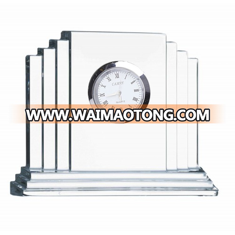 Transparent Square Shape Crystal Clock & Wedding Gift