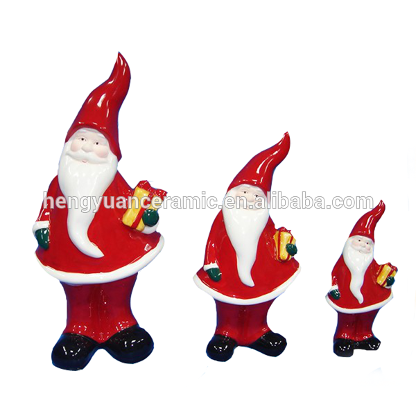 Handmade decoration small christmas ceramic santa claus statues