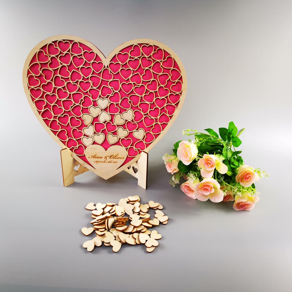 Personalized Heart shape Wedding guest book 3D guest book