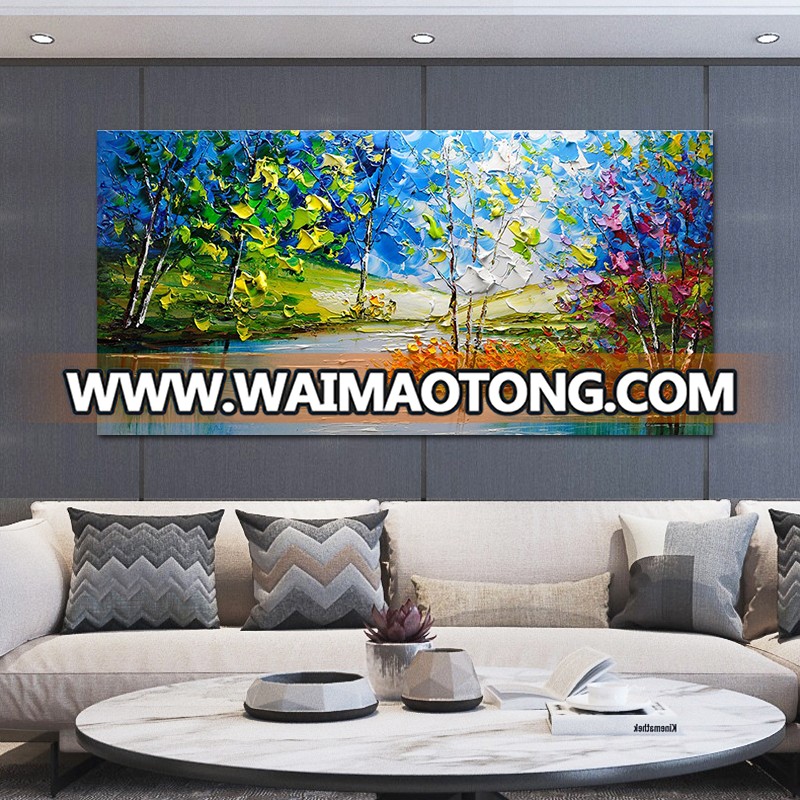 Wholesale High Quality Abstract Trees Oil Painting On Canvas Handmade Beautiful Colors Abstract Landscape Trees Oil Paintings