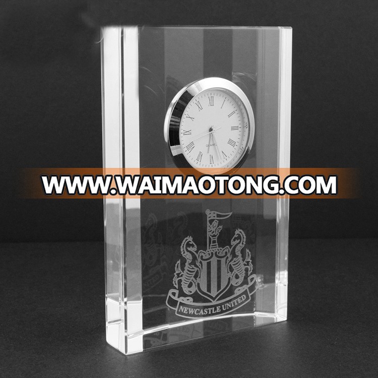 New Design Crystal Glass Clock  Crystal Glass Table Clock for Decoration