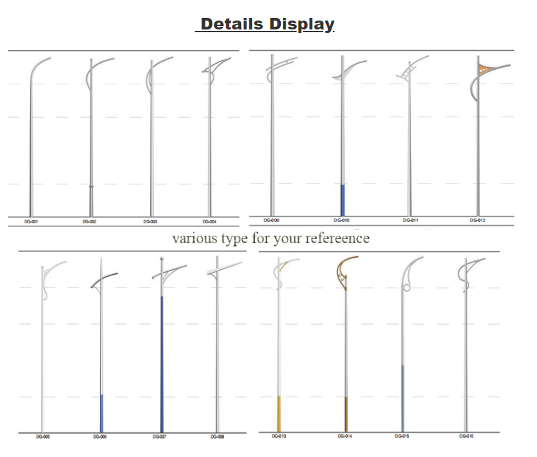 TX-Galvanized height aluminum 10m solar street light pole or 10 meters lighting pole