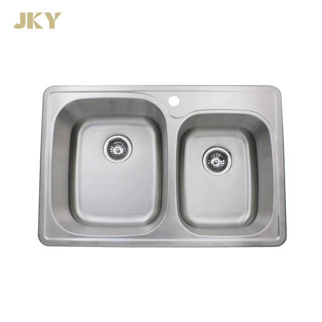 33 inch 60/40 Double Bowl 18 Gauge Stainless Steel Top-mount Kitchen Sink