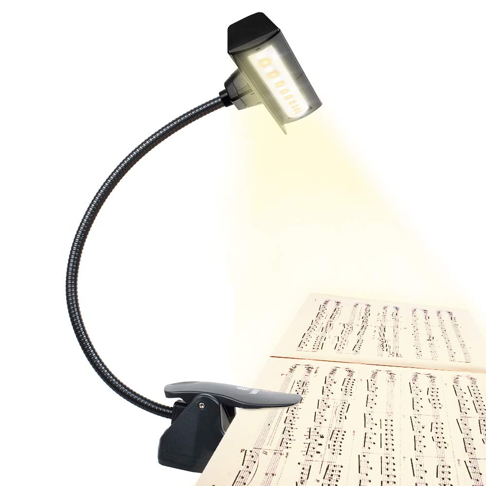 19 LED Rechargeable Super Bright 9 Levels Dimmable Orchestra Music Stand Light Clip On Book Reading Desk Light