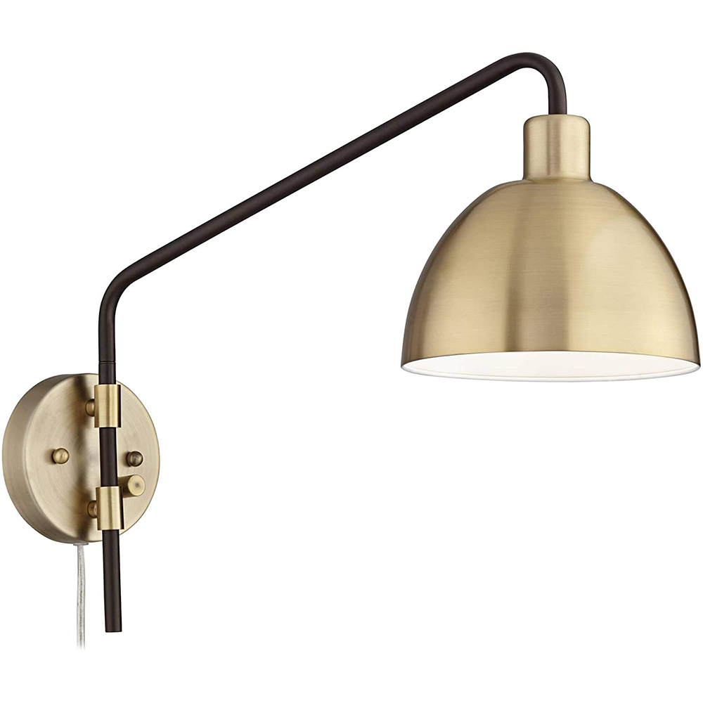 JLW-G023 Industrial Farmhouse Antique Brass Left Right Adjustable Wall Lamp for Bedroom Bedside Living Room Reading