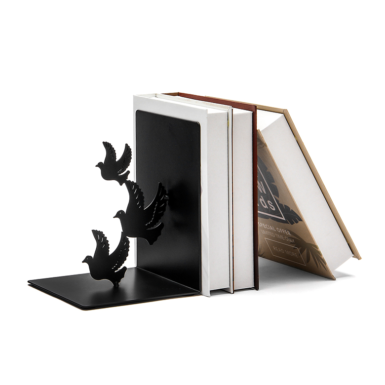 Custom logo cheap home decoration unique stand gifts office metal Iron black animal dove bookend