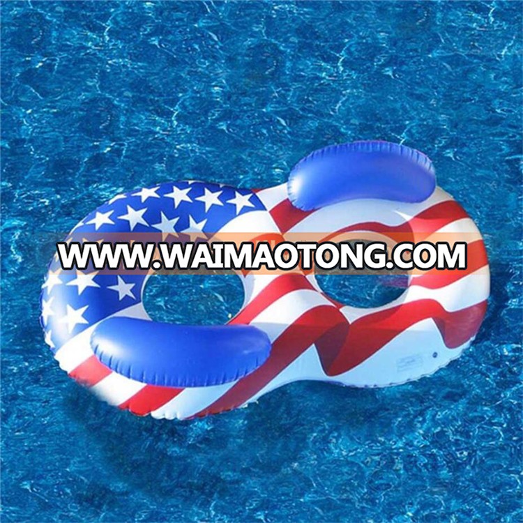 Customized printing inflatable twin swim ring for the pool party