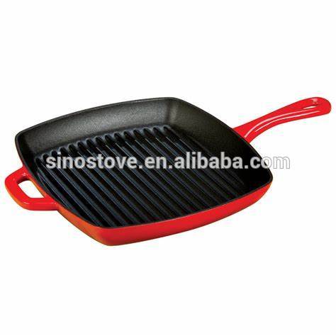 Non-stick Enamel/ Porcelain coating cast iron grill pan