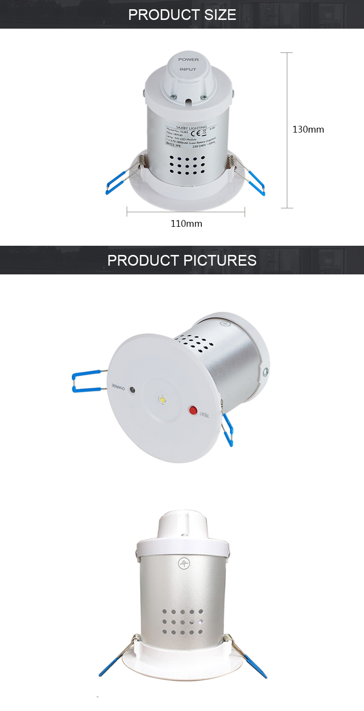 2019 led downlight Compact recessed 3W led emergency downlight with Lithium battery pack