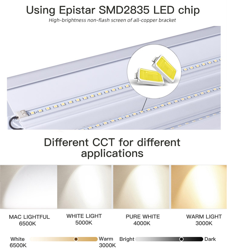 OGJG 1200mm commercial dali dimming wrap pendant lamp emergency battery office building led linear highbay light fixture