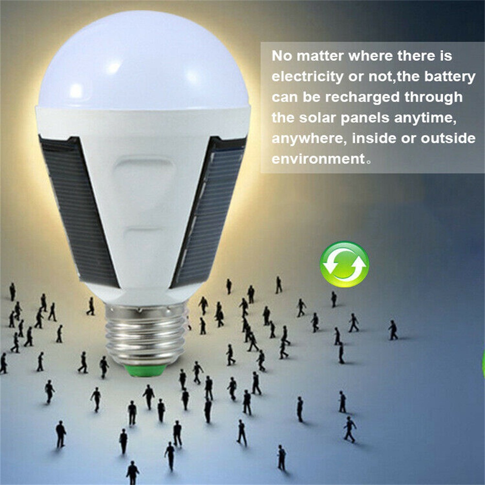 Waterproof LED Solar Light Bulb Outdoor 7W E27 Portable 4 Hiking Fishing Camping Emergency Light