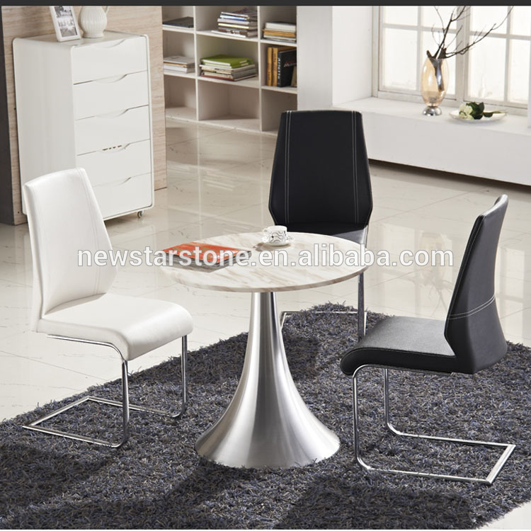 Modern small white marble coffee table top for living room with one leg solid surface table frame furniture