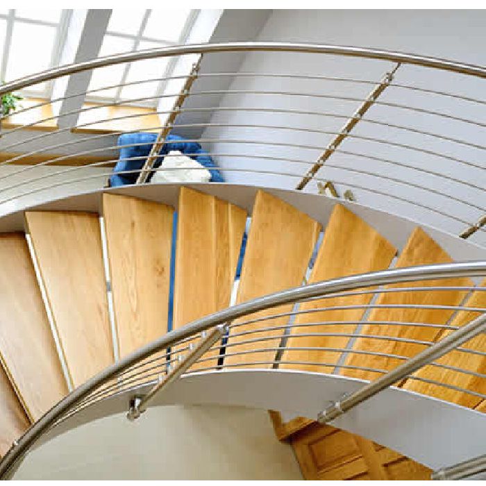 high quality solid tread curved stairs design