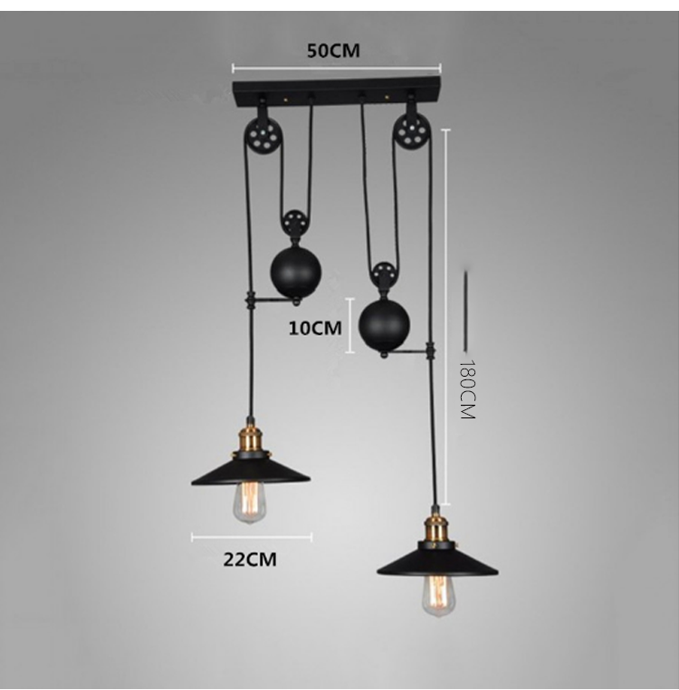 Industrial hanging light matte black vintage metal pendant lamp iron multiple shapes chandeliers