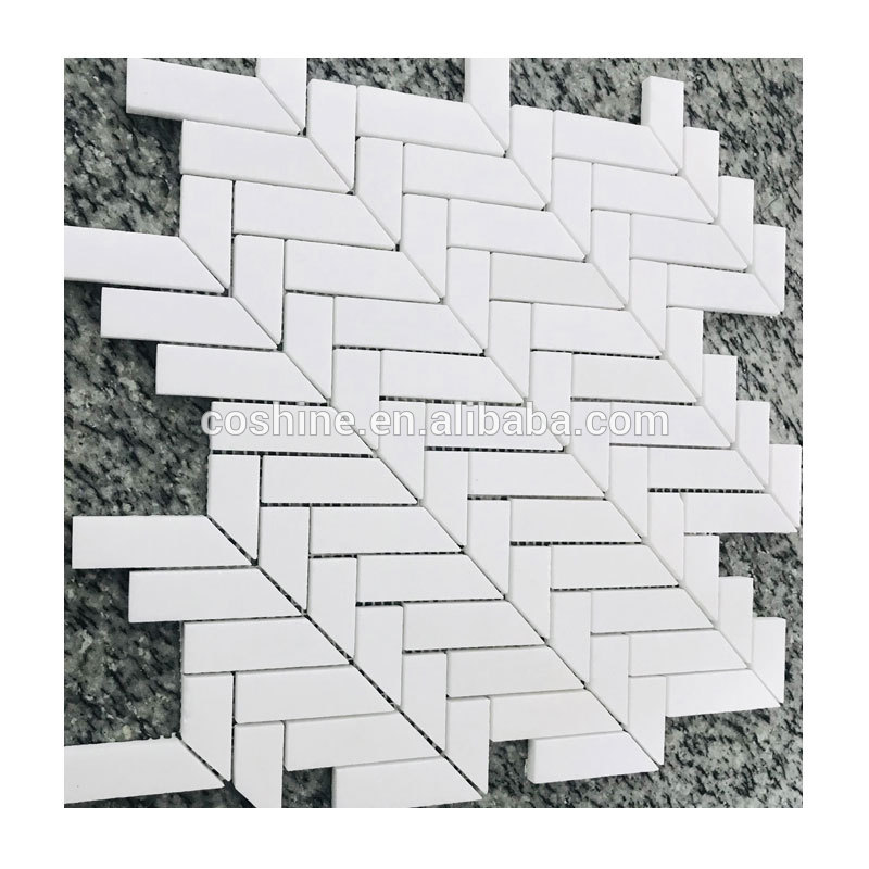 Pure white marble arabesque high quality bone mosaic for sale