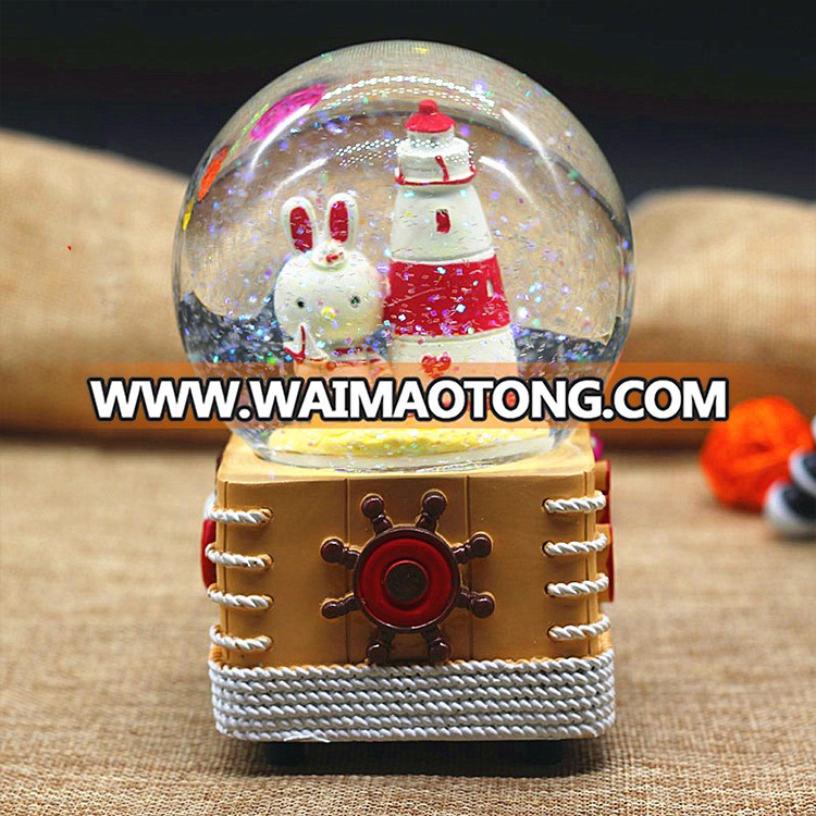 Oem wedding gifts decorative water globe horse music box swan christmas gift birthday snow globe for guests