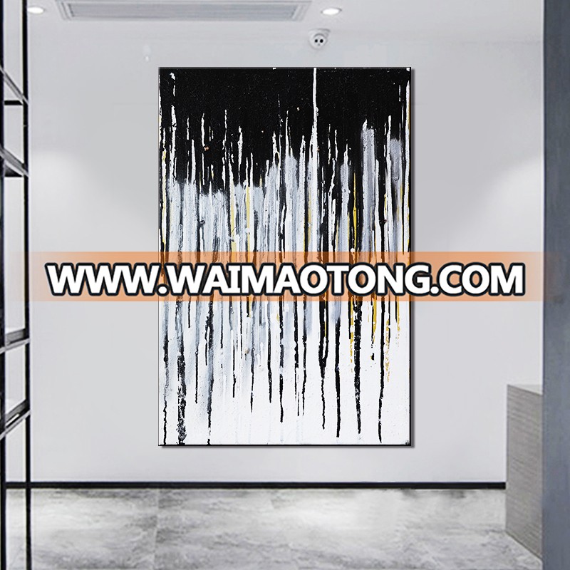 Abstract Lines Oil Painting Handmade Painting Black and White 3d line Modern poster Wall Art for living room Decoration