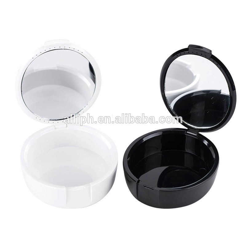 Denture teeth aligner case retainer box with round mirror case