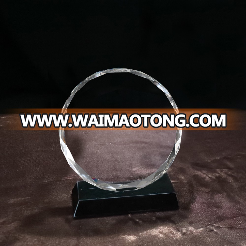 MH-LMY076  new design round  crystal trophy  with black  base