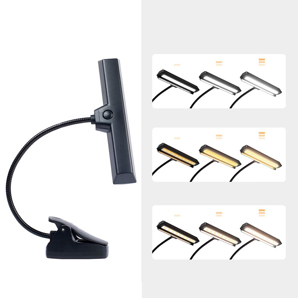 19 LED Rechargeable Super Bright 9 Levels Dimmable Orchestra Music Stand Light Clip On Book Reading Desk Light