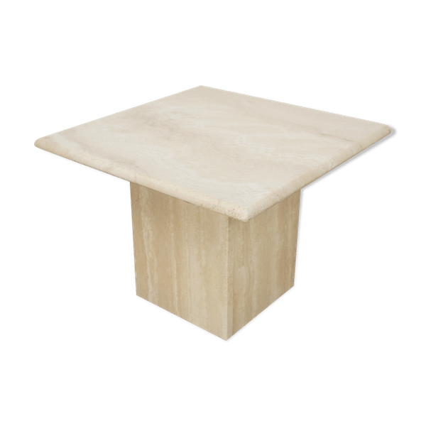 Home deco natural stone furniture round travertine dining table with hexagon base