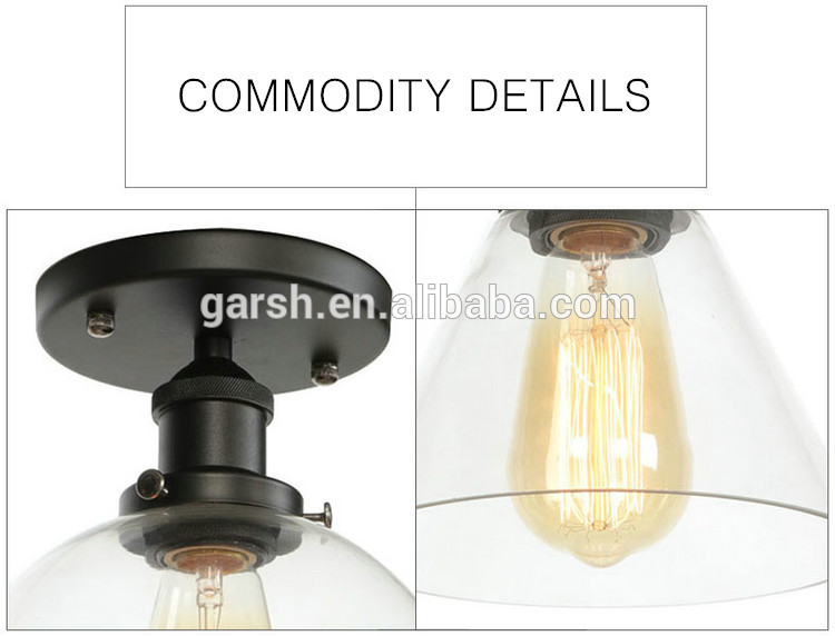 Loft Lamparas De Techo Glass Ceiling Mount Lamp Industrial Ceiling Light