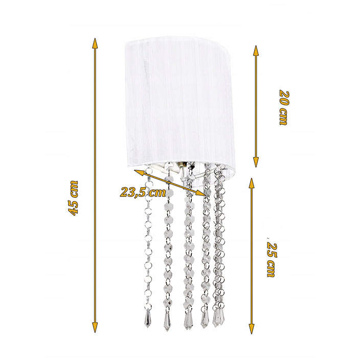 Crystal Drops Silk Shade Acrylic Wall Lamp NS-123027W