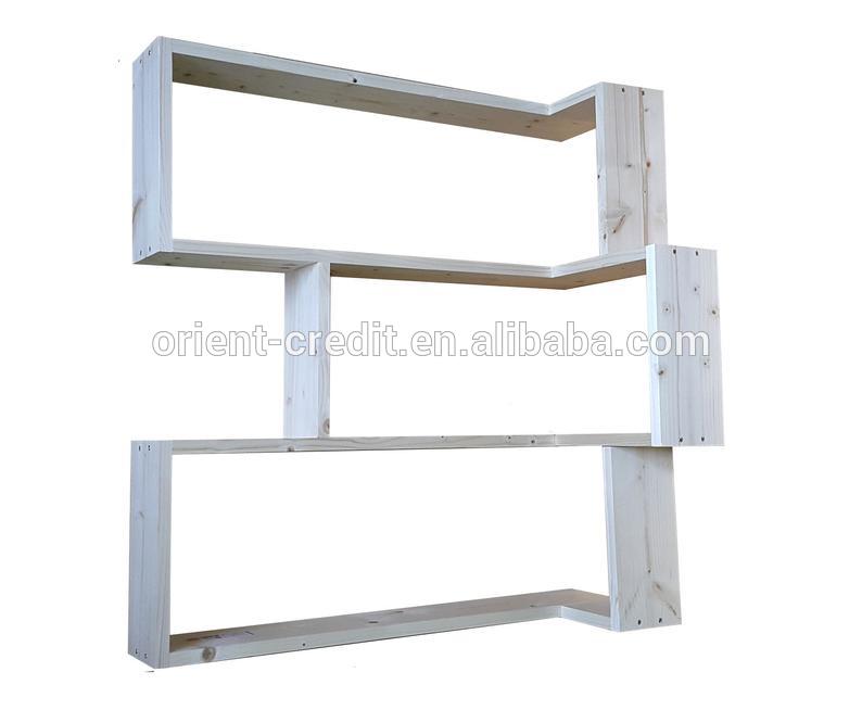 Solid Pine Wood Floating Corner Shelves for Living Room Storage Shelves