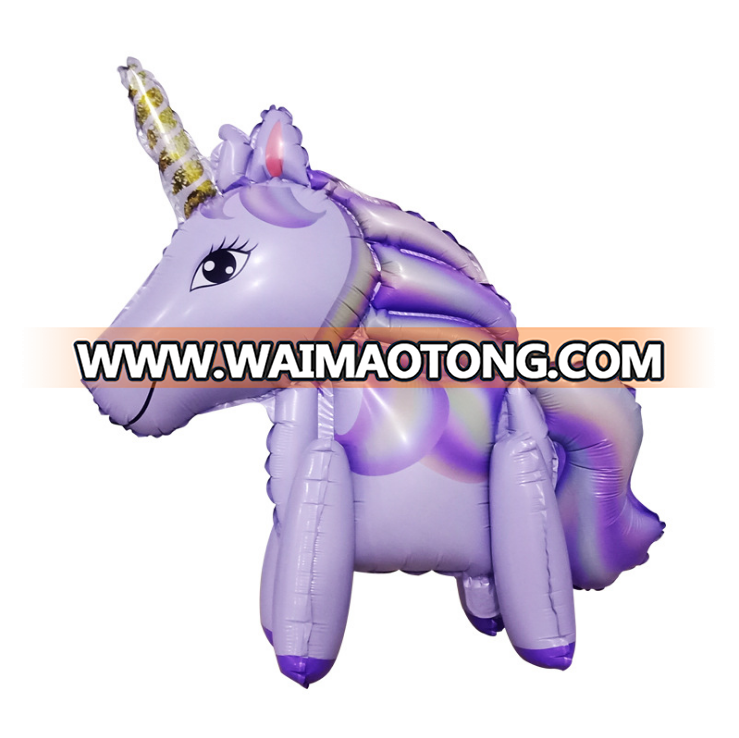 3D Unicorn Balloons Walking Animal Balloons Aluminum Foil Balloons for Birthday Party Decorations Supplies Wedding Baby Shower