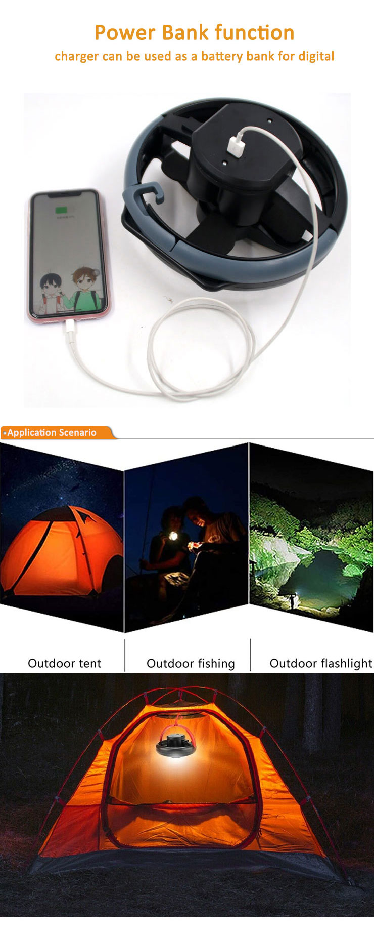 Outdoor 10 LED Rechargeable Lanterns Portable Lamp Long Time Working Power Bank Camping Tent USB Fan Light Camping Lantern