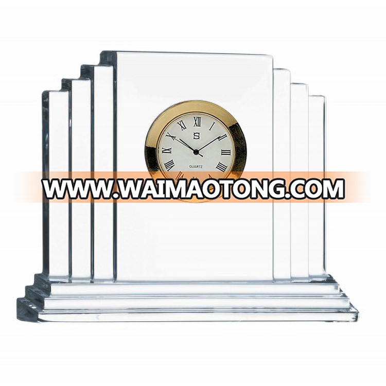 Transparent Square Shape Crystal Clock & Wedding Gift