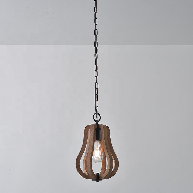 quality assured antique natural wood color single pendant light for corridor D9628-1