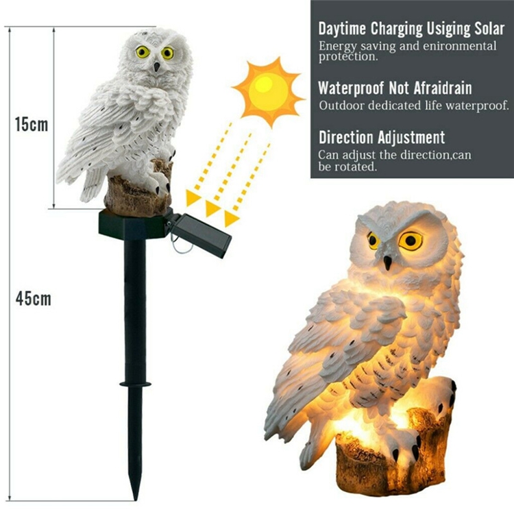 Solar Power Garden Light Decoration Waterproof Bird Resin Yard Decor Sculptures Outdoor Solar Lamp