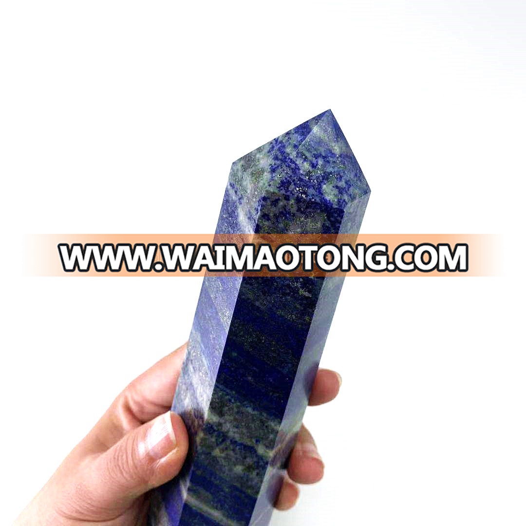 wholesale natural big size  lapis lazuli point healing blue crystal wand lapis lazuli crystal craft quartz point