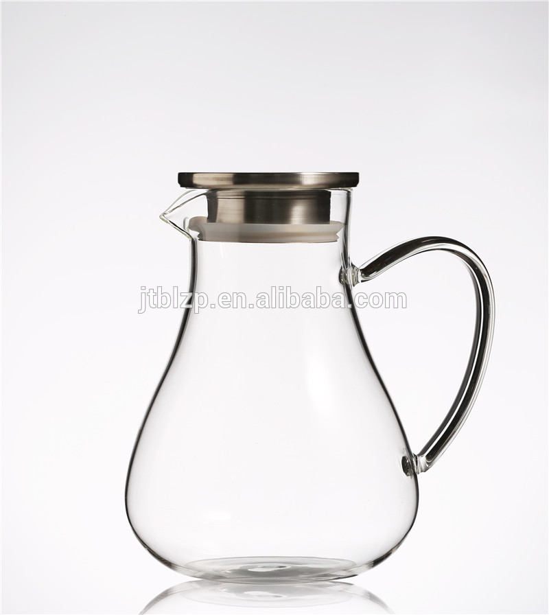 Wholesale 1000ML Carafe With Stainless Steel Lid Clear Borosilicate Glass Water Pitcher Juice Jug