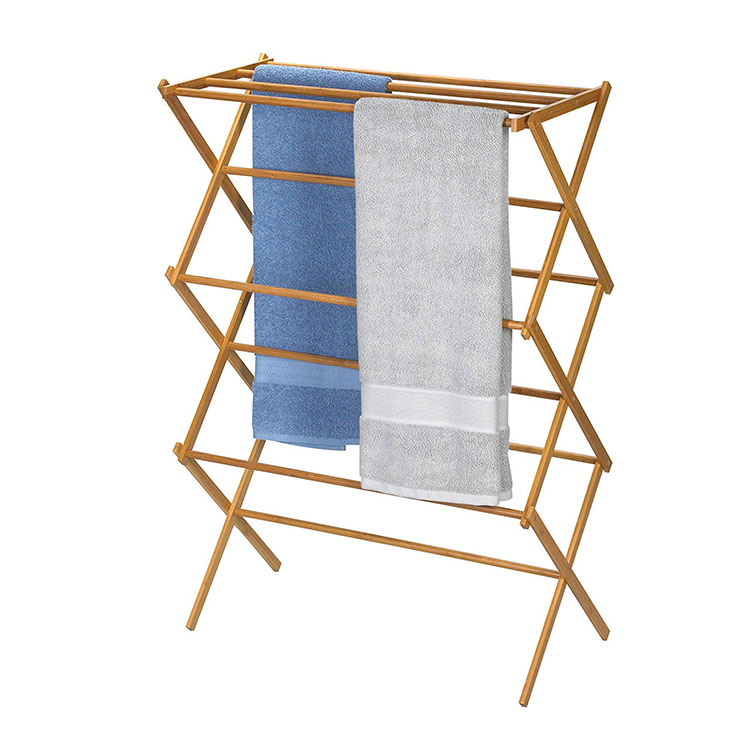 Wooden Heavy Duty Clothes Drying Stand Bamboo Clothes Drying Rack