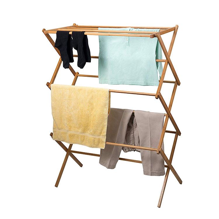 Wooden Heavy Duty Clothes Drying Stand Bamboo Clothes Drying Rack