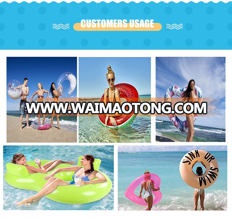 Customized printing inflatable double swimming pool float seat ring with handles