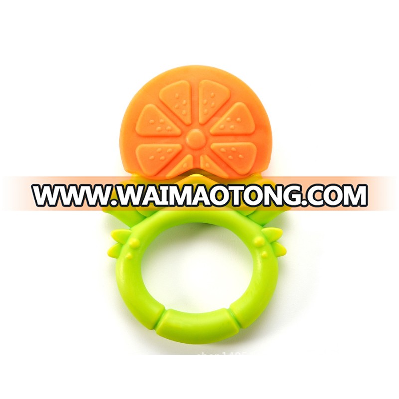 New Design food grade soft silicone baby teething ring toys fruit baby teethers