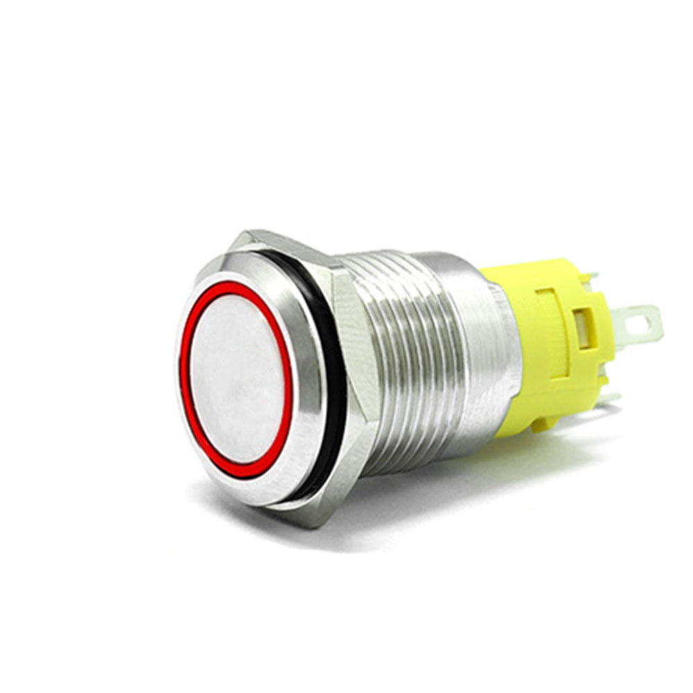 16mm Momentary Latching on off Stainless Steel anti vandal waterproof  Push Button Switch red green yellow Ring LED