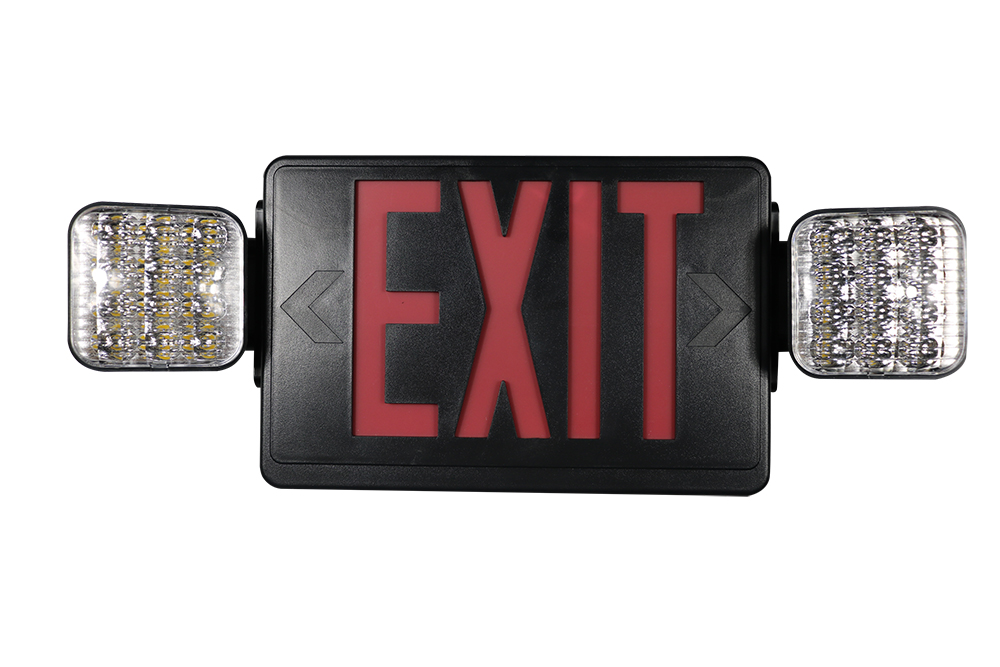 US Standard UL924 and CEC Qualified 120/277V LED Emergency Exit Lighting Fixtures with 2 LED Bug Eye Heads and Back Up Batteries