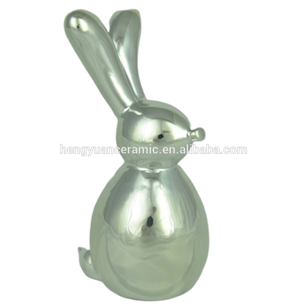 Electroplating Colorful Ceramic Rabbit Figurine