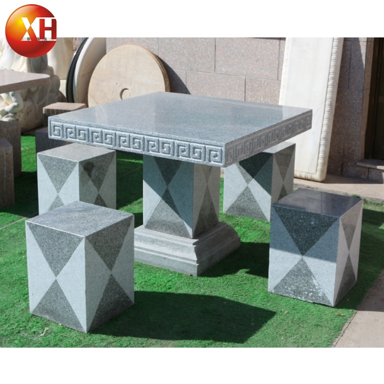 Cheap Price Granite Stone Table With Chairs For Outdoor Courtyard