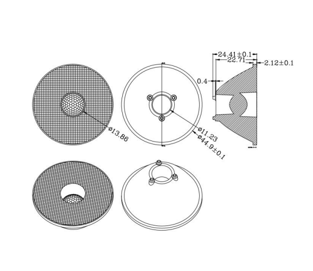 LED Energy saving optical plano concave 45MM lens for track Lamp light