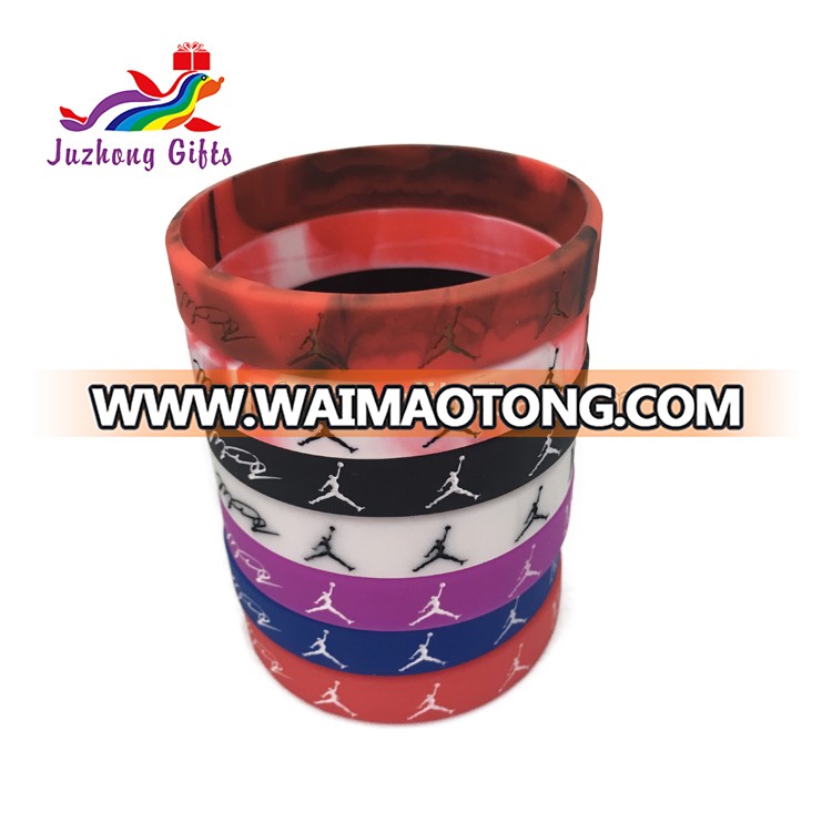 Custom Cheap sport silicone bracelet basketball sport silicone wristbands with fill ink logo