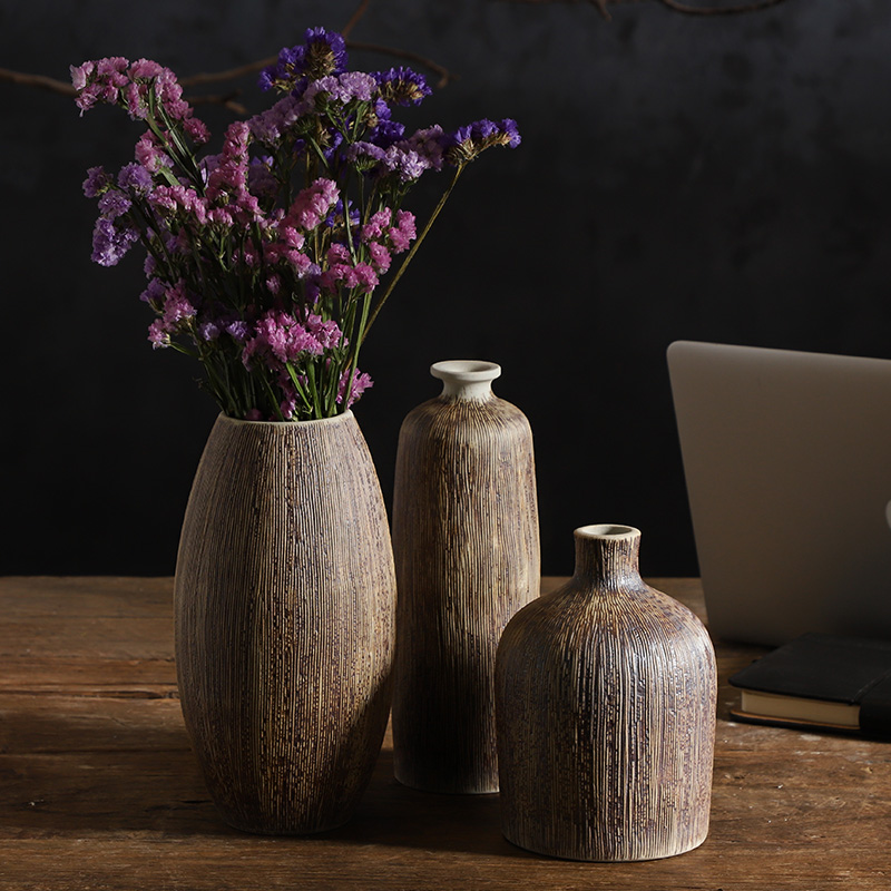 Wholesale brown retro ceramic vase home decoration