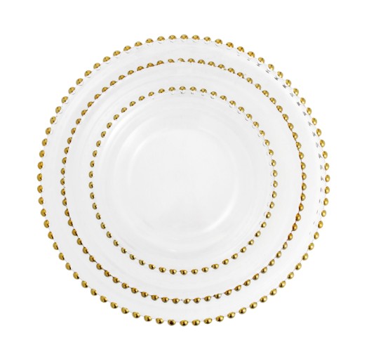 2019 new arriver glass plate set gold trim luxury glass plate set