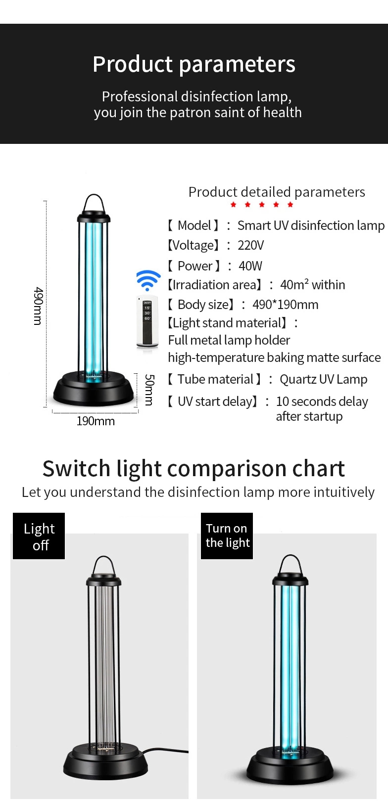 Factory sale Germicidal light indoor UV sterilization lamp UVC disinfection lamp effective virus killing