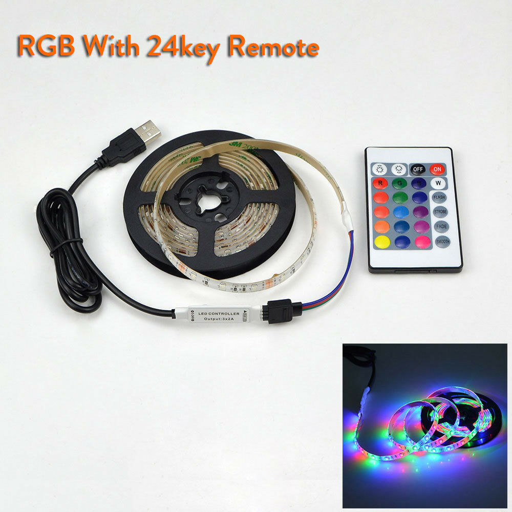 Flexible  USB Powered 5 V RGB LED Strip Light 2835 SMD 1M 2M 3M Waterproof Tape for TV Backlight Lighting With Remote Control