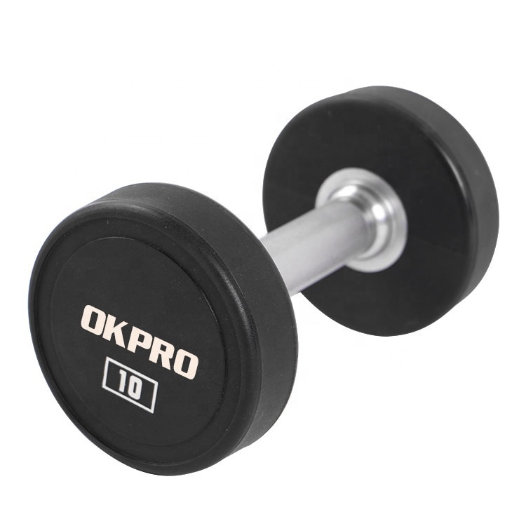 Commercial Fitness Dumbbell Set Gym Black Round PU Dumbbell